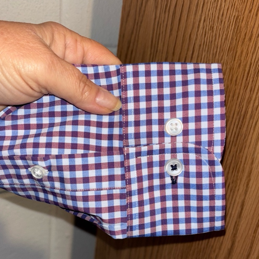 Lucky Brand men’s film fit shirt blue red check button down - Picture 3 of 7